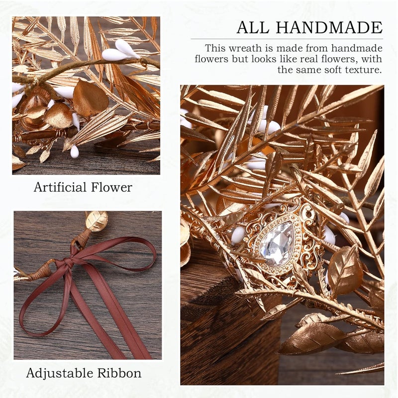 MOSTORY Handmade Golden King Crown with Branches Gold Twigs Fairy HeadpieceGreek Leaf Headband Celtic Elf Tiara for Men's Wedding Bridal Carniva1 Party Medieval Mardi Gras Hair Accessory - Image 5